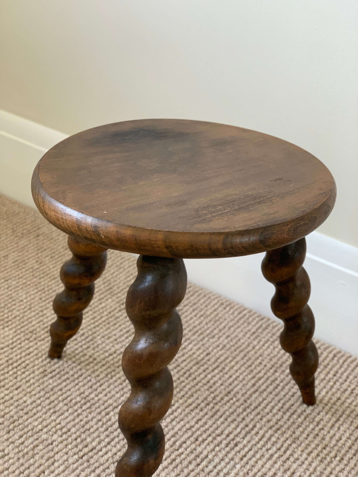 French vintage circular twisted stool