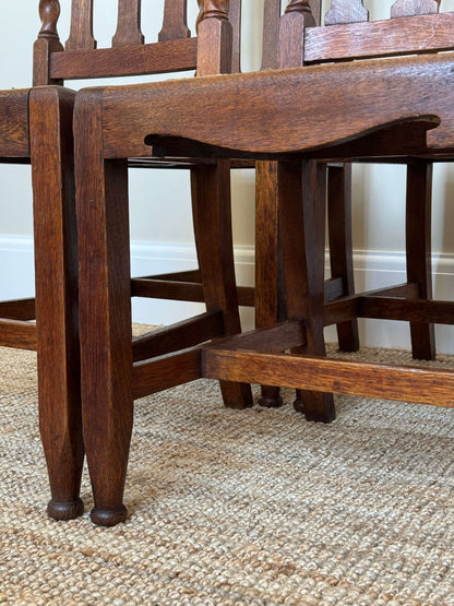 Set of four Edwardian rush barley twist dining chairs