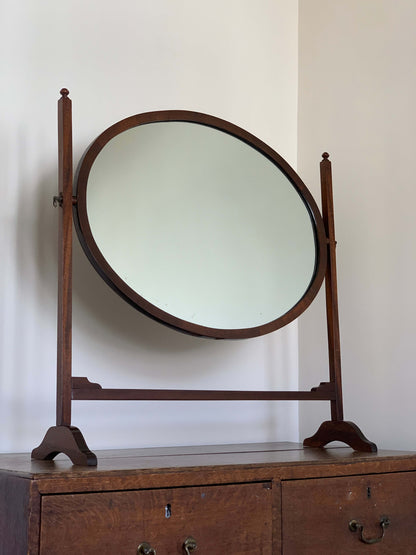 Large antique oval dressing table mirror