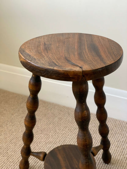 French vintage circular bobbin stool