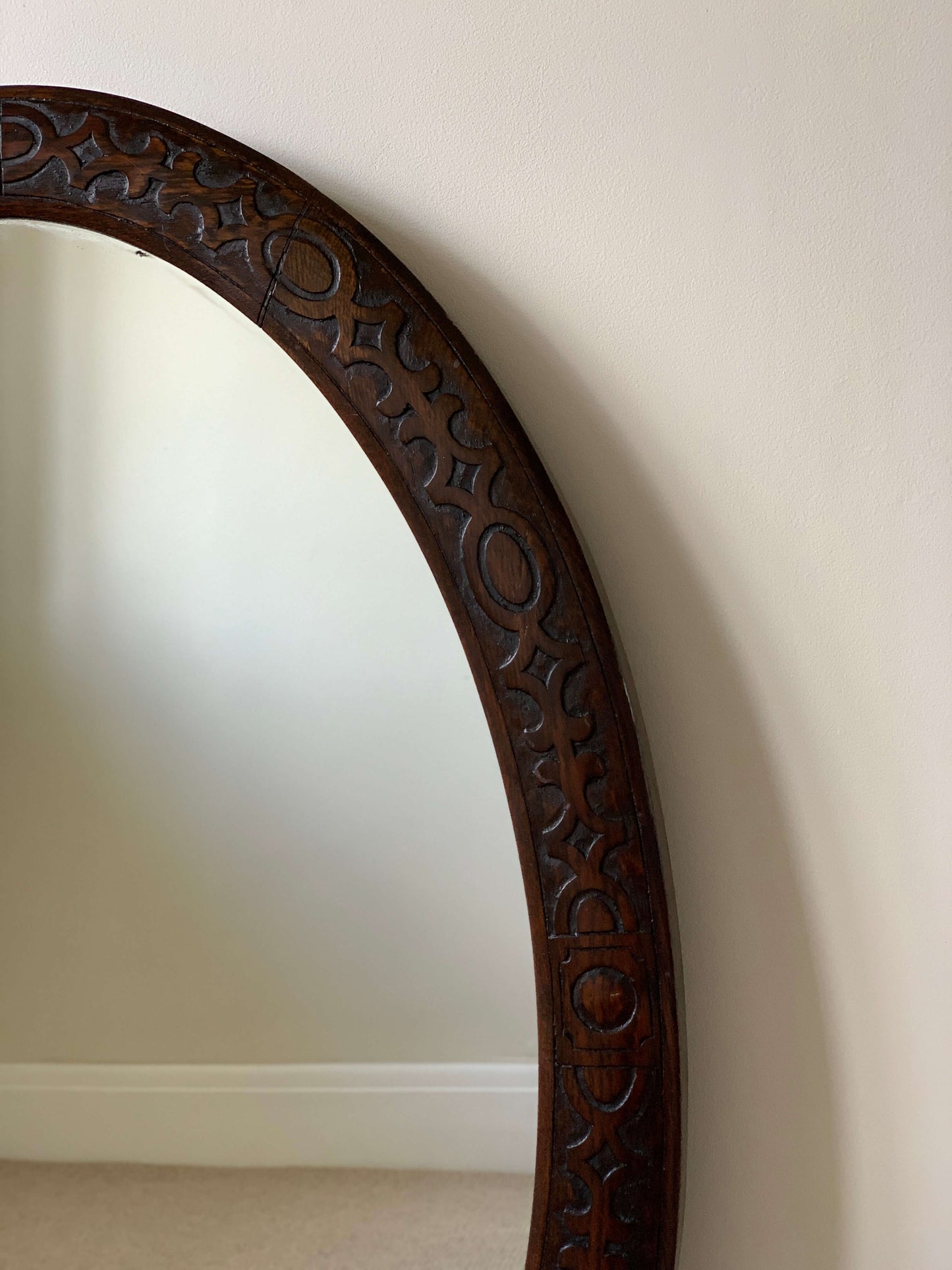 Late Victorian hand-carved mirror