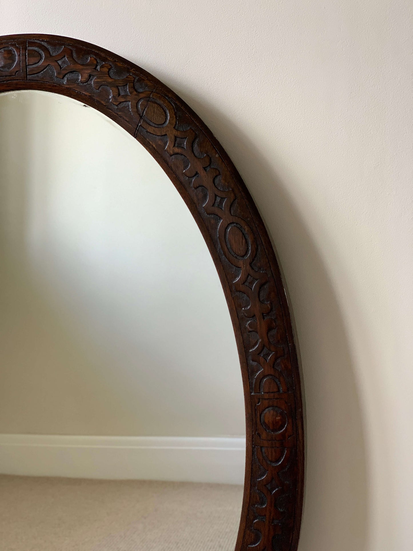 Late Victorian hand-carved mirror