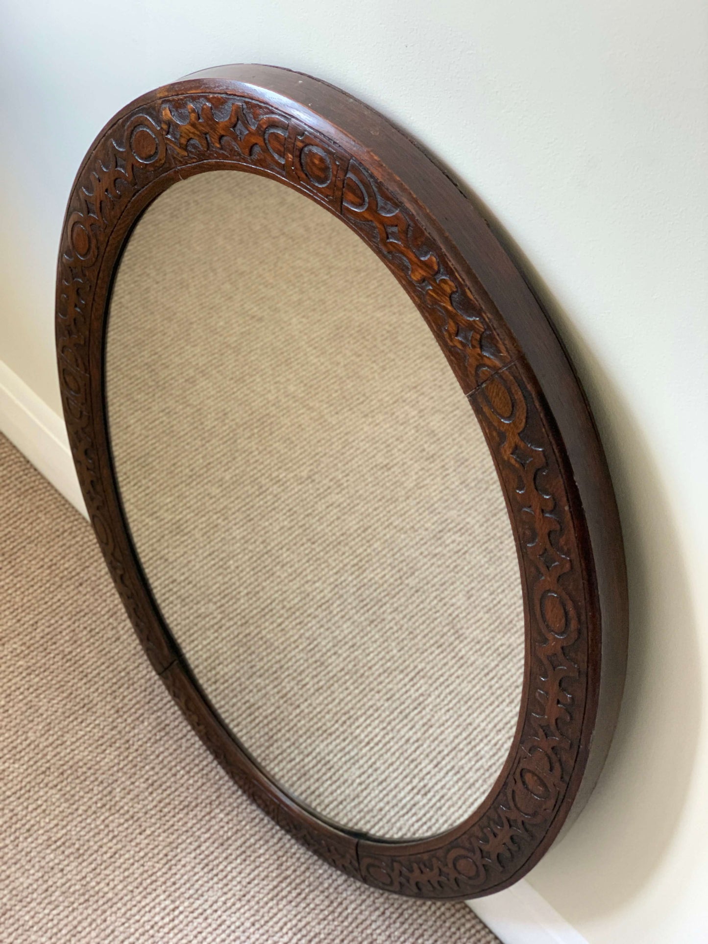 Late Victorian hand-carved mirror