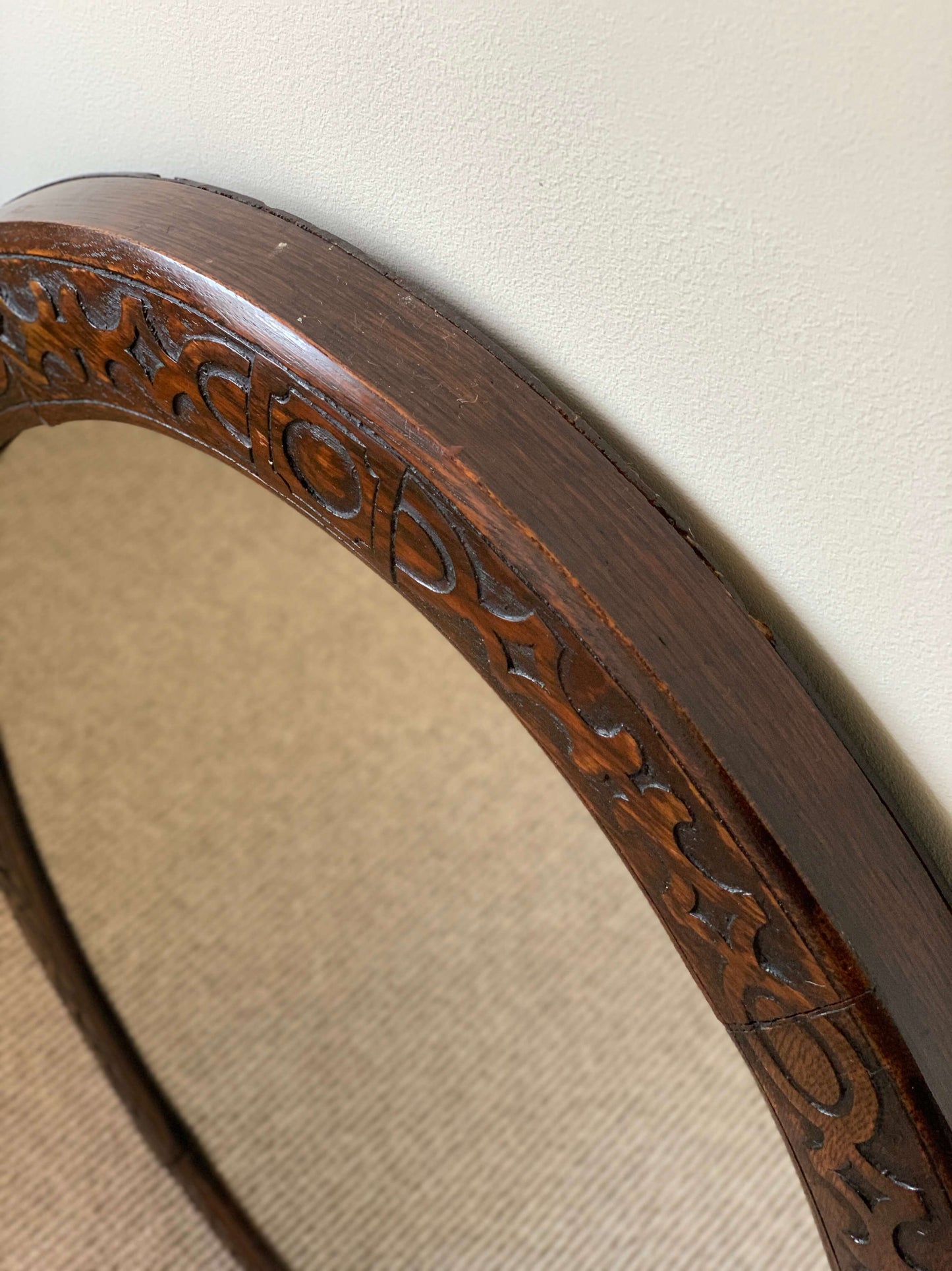 Late Victorian hand-carved mirror