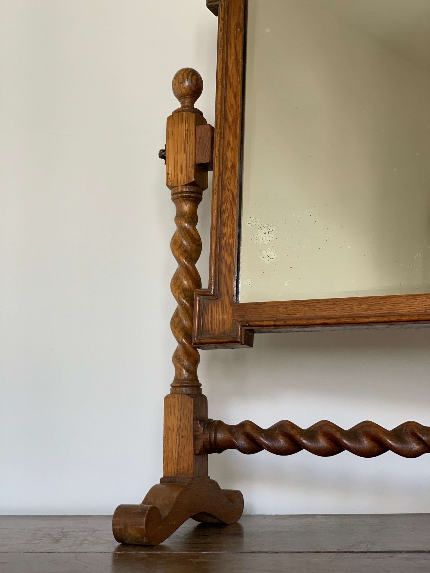 Victorian oak barley twist table top mirror