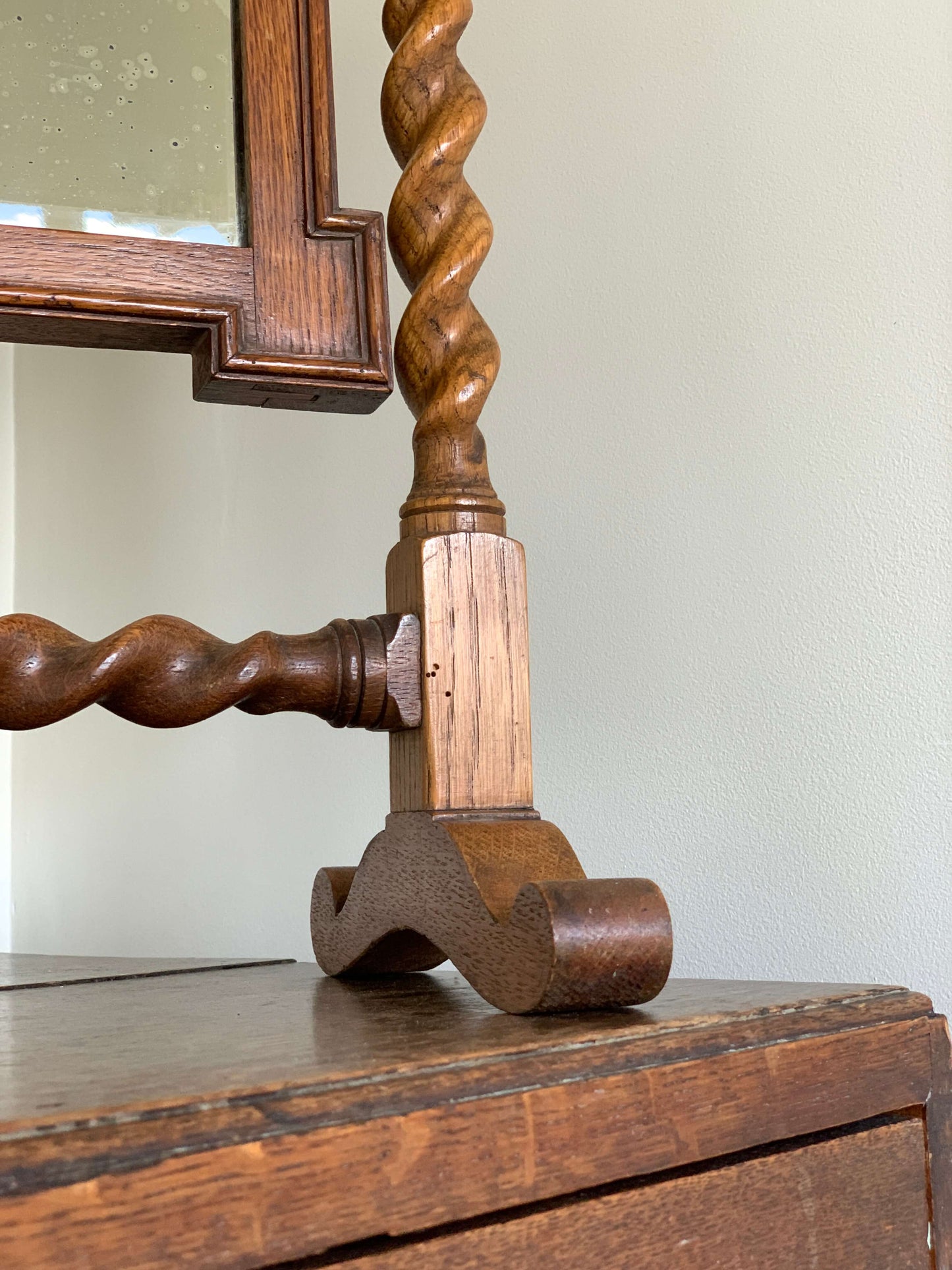 Victorian oak barley twist table top mirror