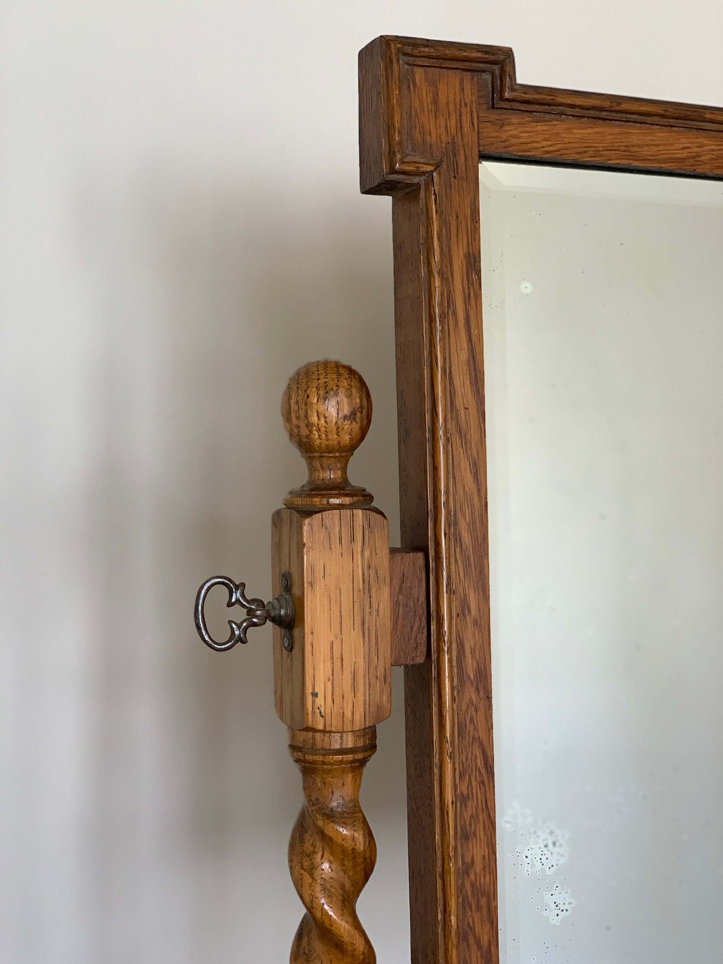 Victorian oak barley twist table top mirror