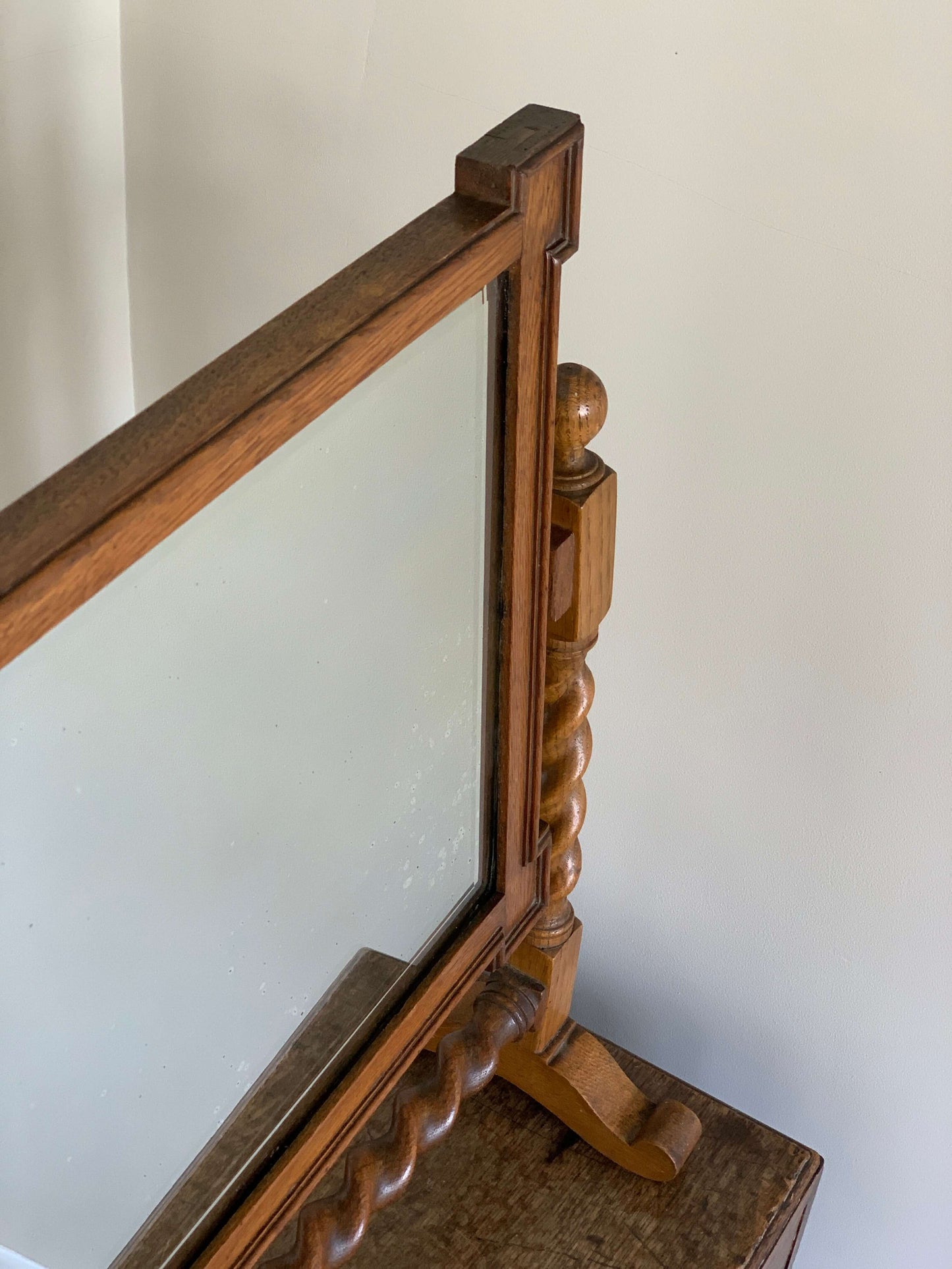 Victorian oak barley twist table top mirror