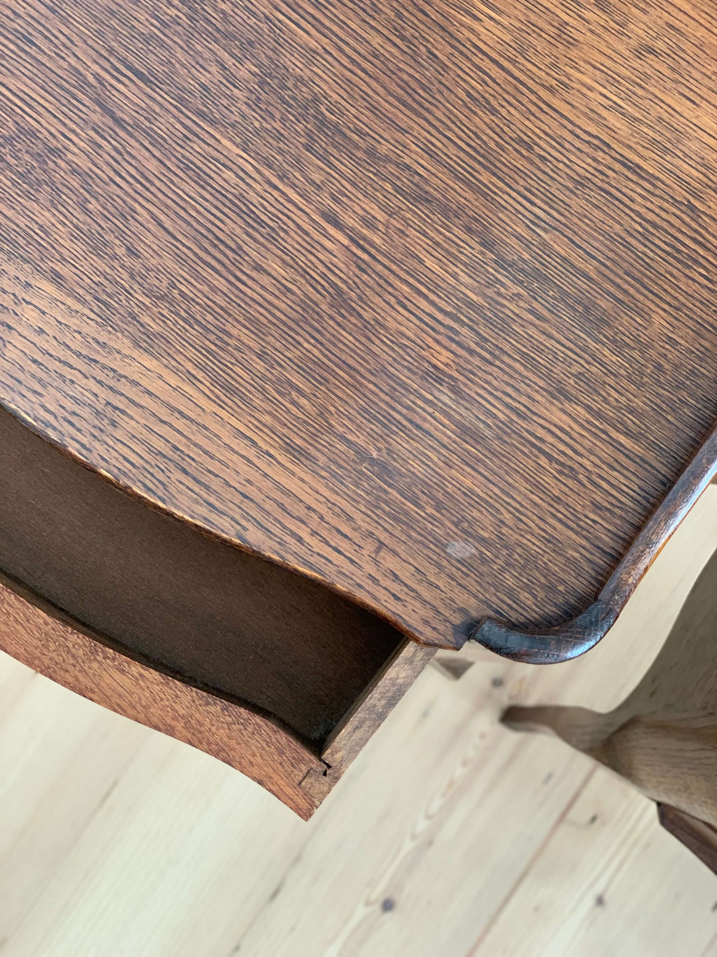 Pair of dark oak French vintage bedside tables