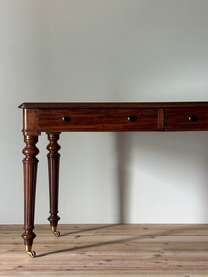 Victorian mahogany desk on brass castors