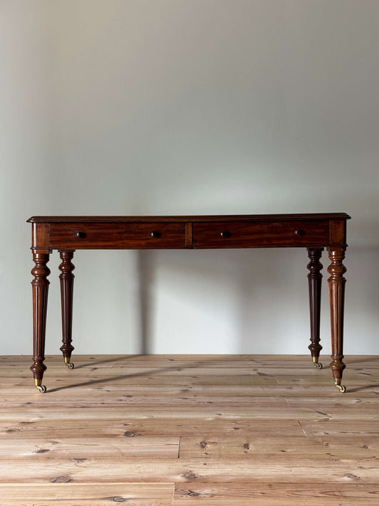 Victorian mahogany desk on brass castors
