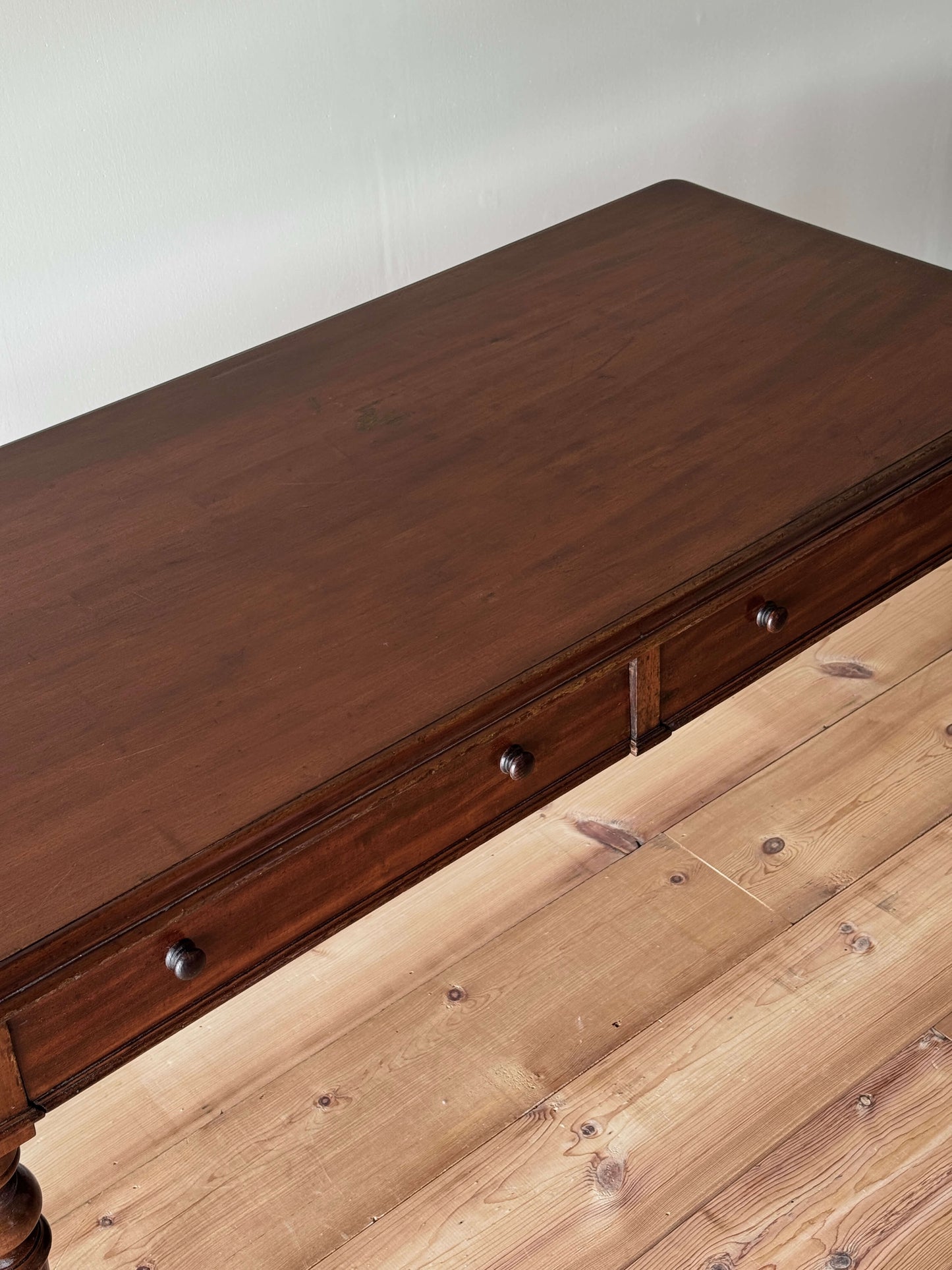 Victorian mahogany desk on brass castors