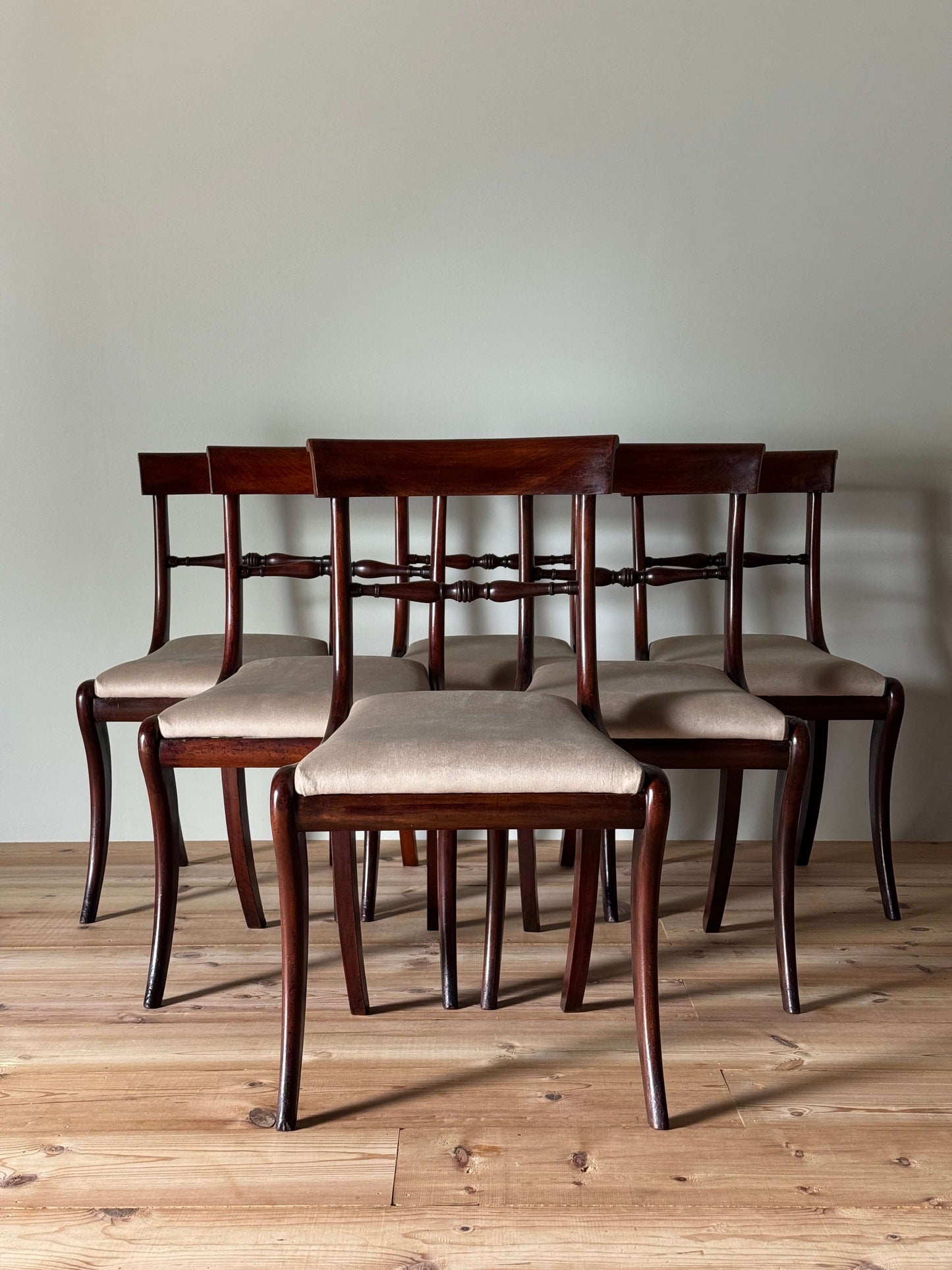 Set of six Regency mahogany dining chairs