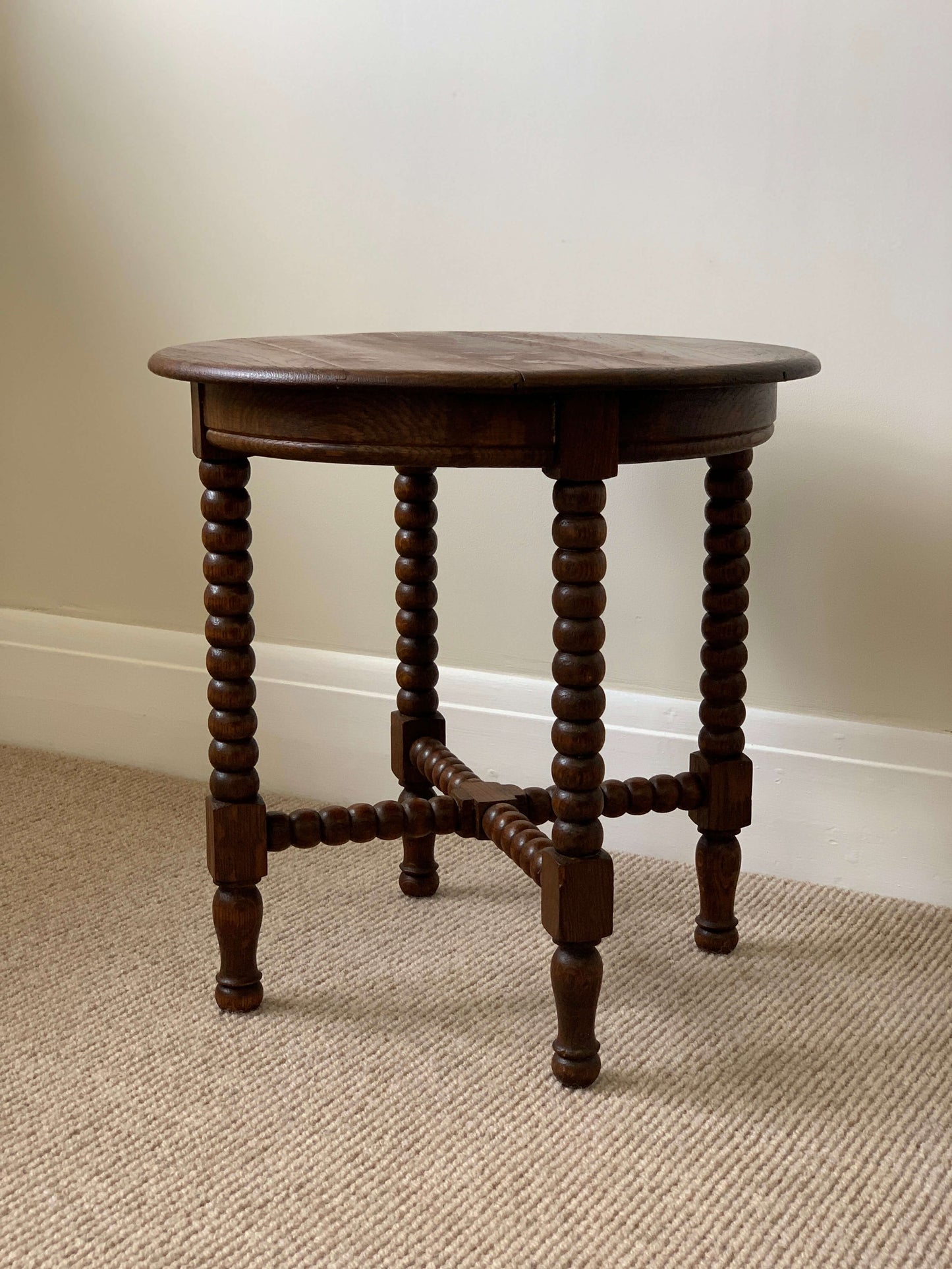 French antique circular bobbin table