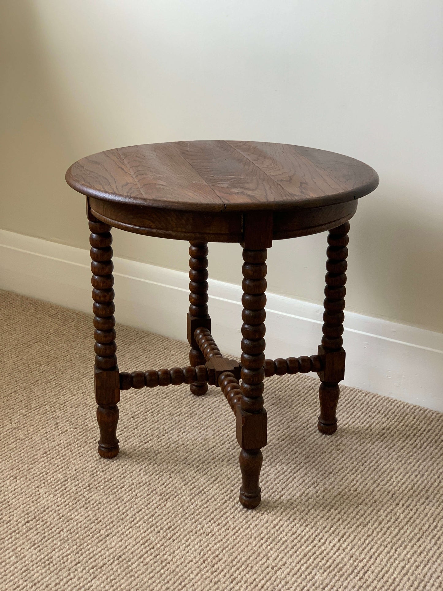 French antique circular bobbin table