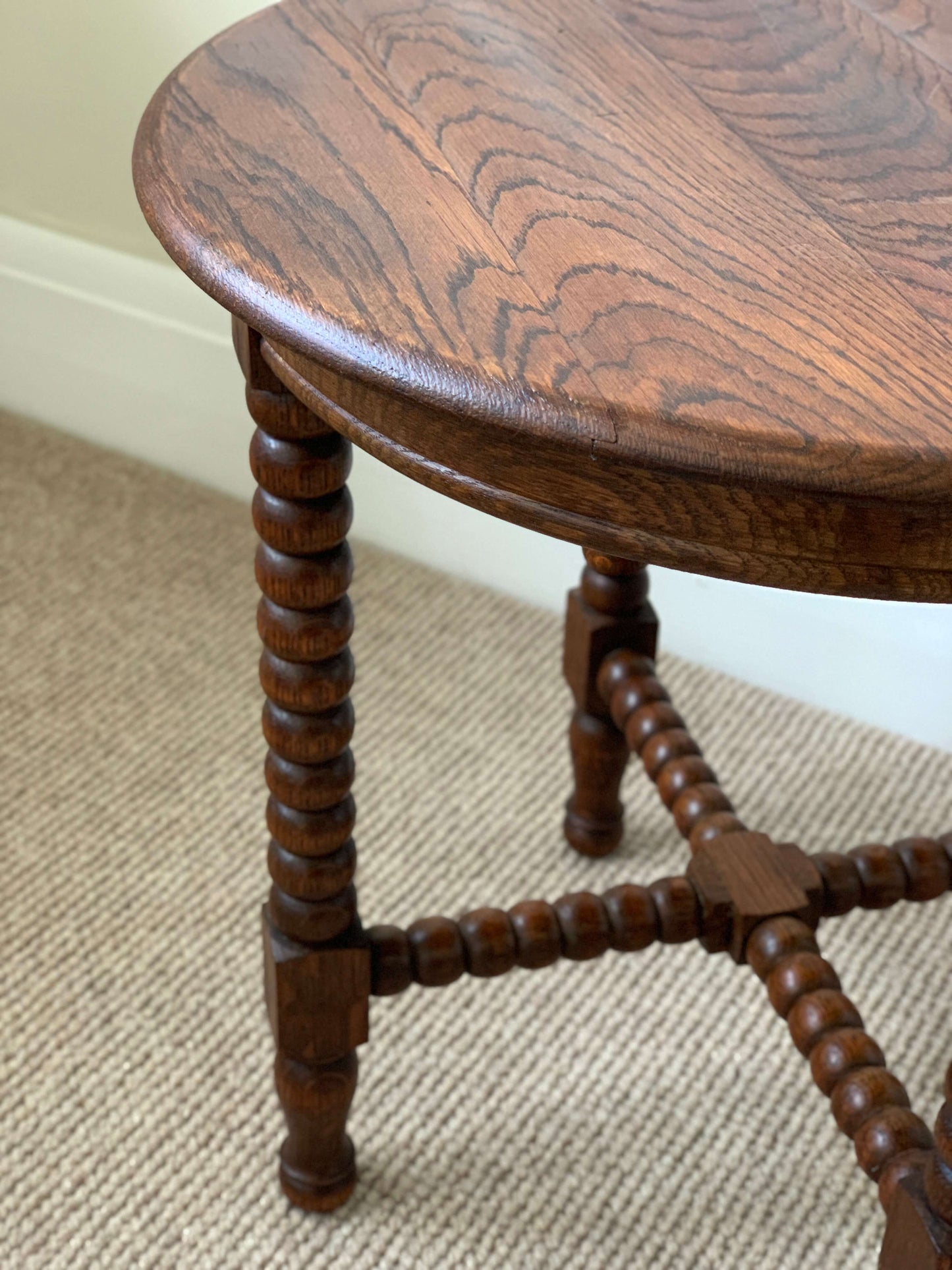 French antique circular bobbin table