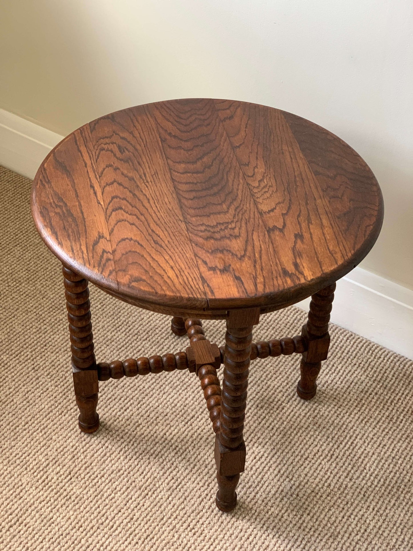 French antique circular bobbin table