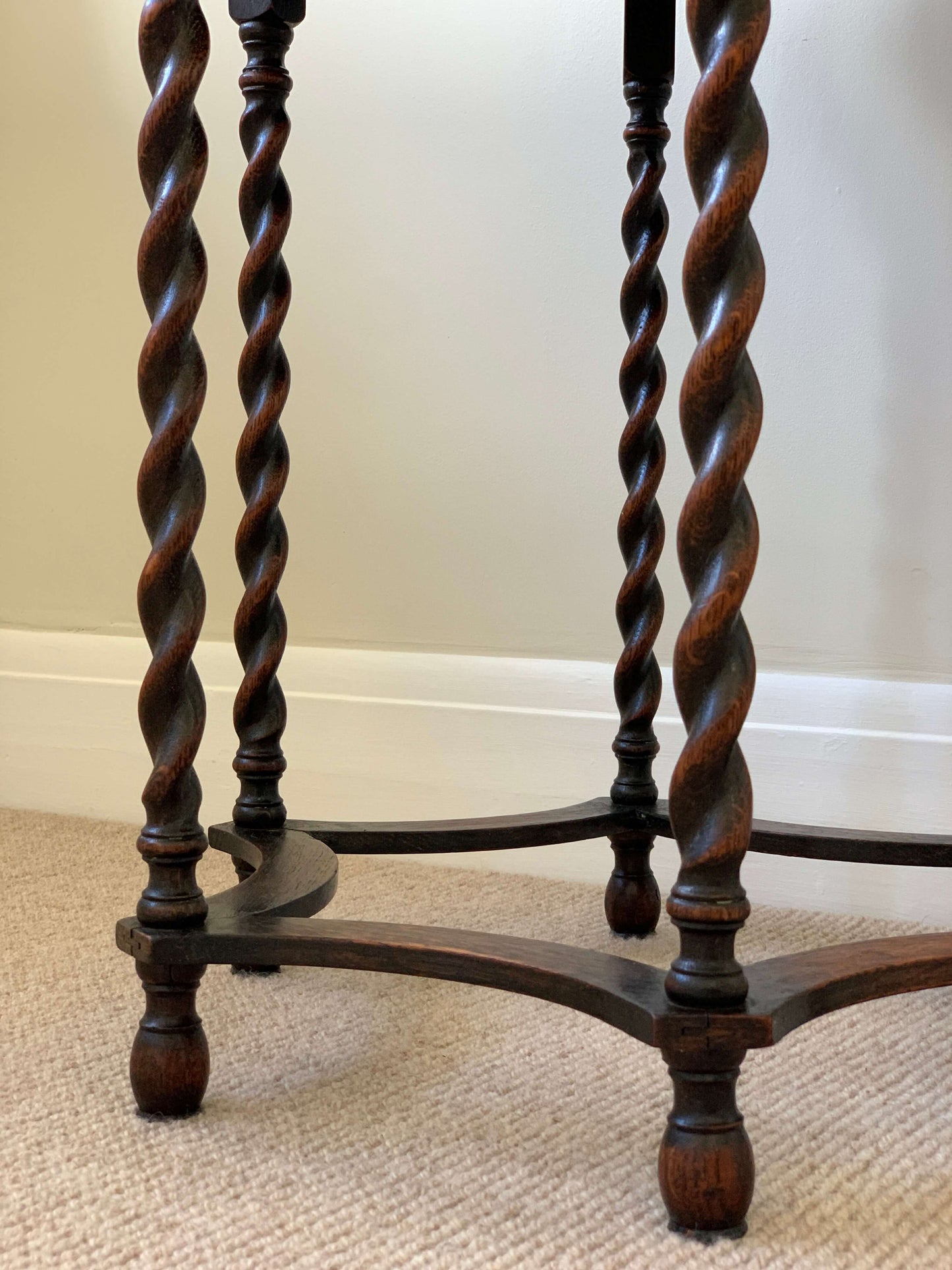 Antique barley twist oak side table