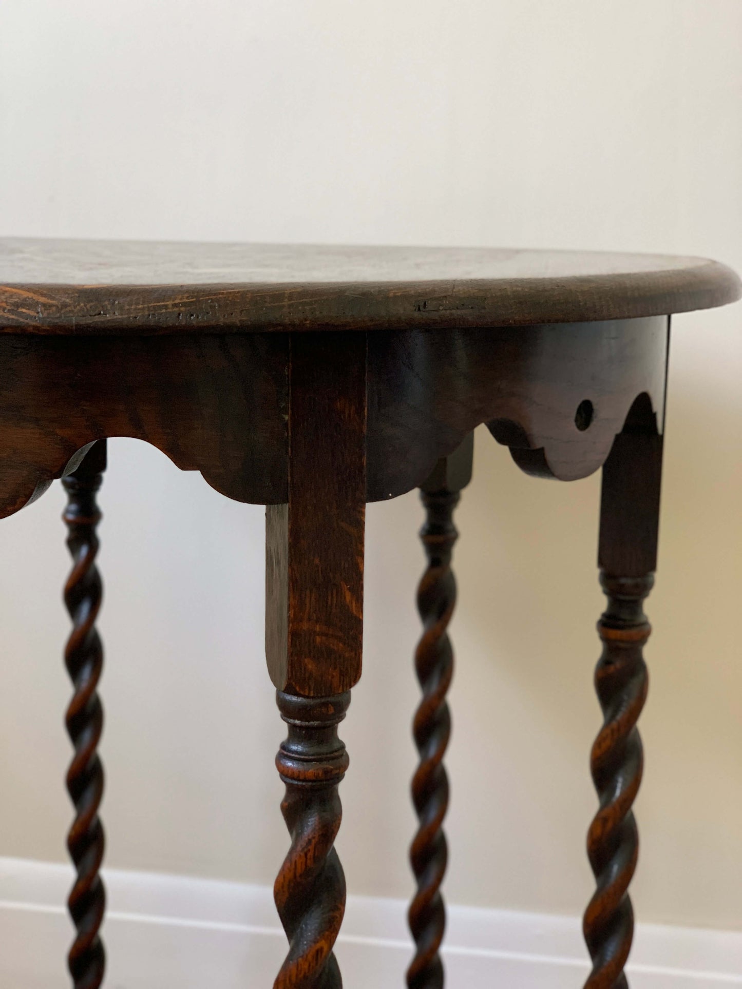 Antique barley twist oak side table