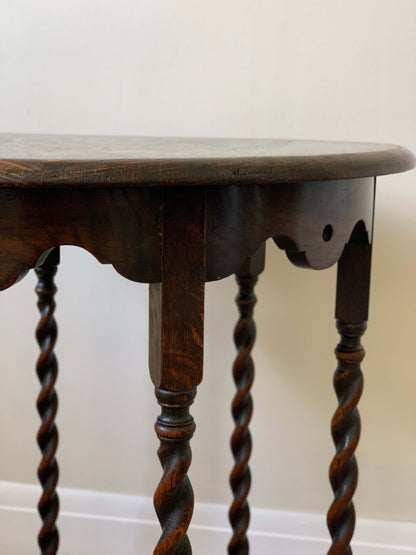 Antique barley twist oak side table