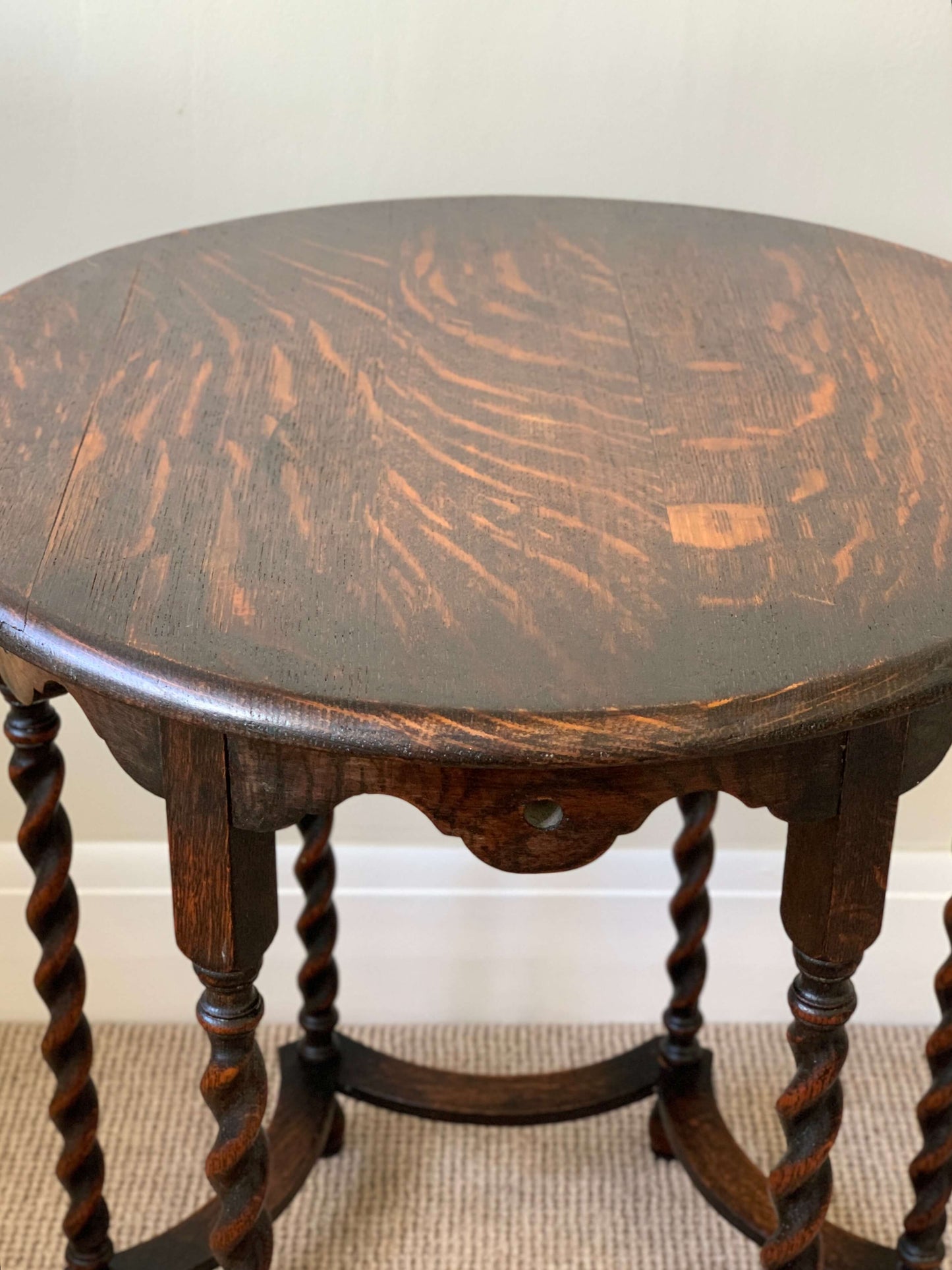 Antique barley twist oak side table