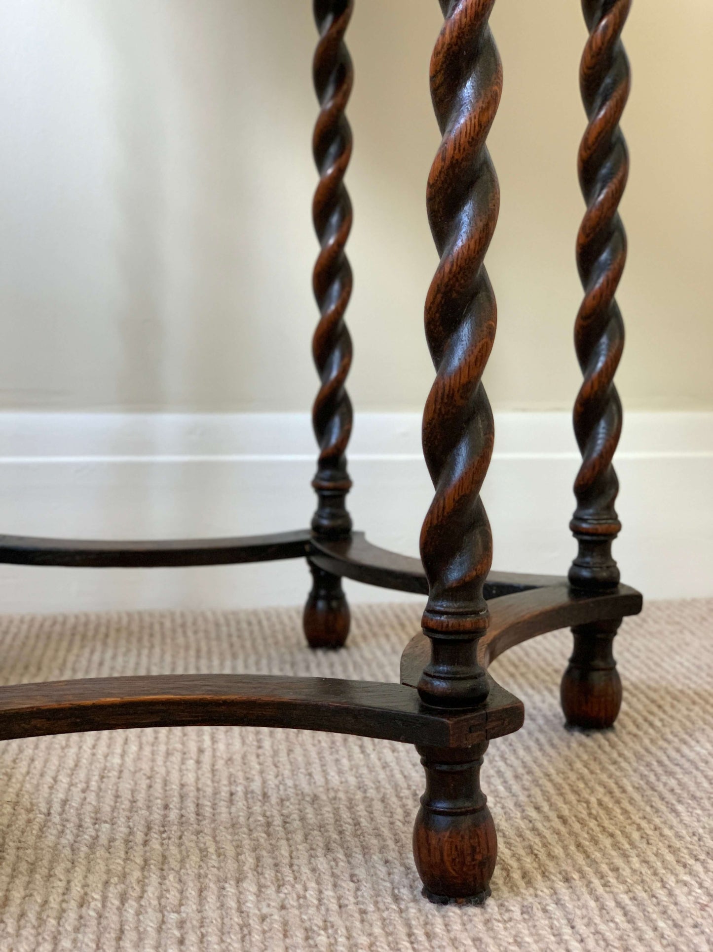 Antique barley twist oak side table