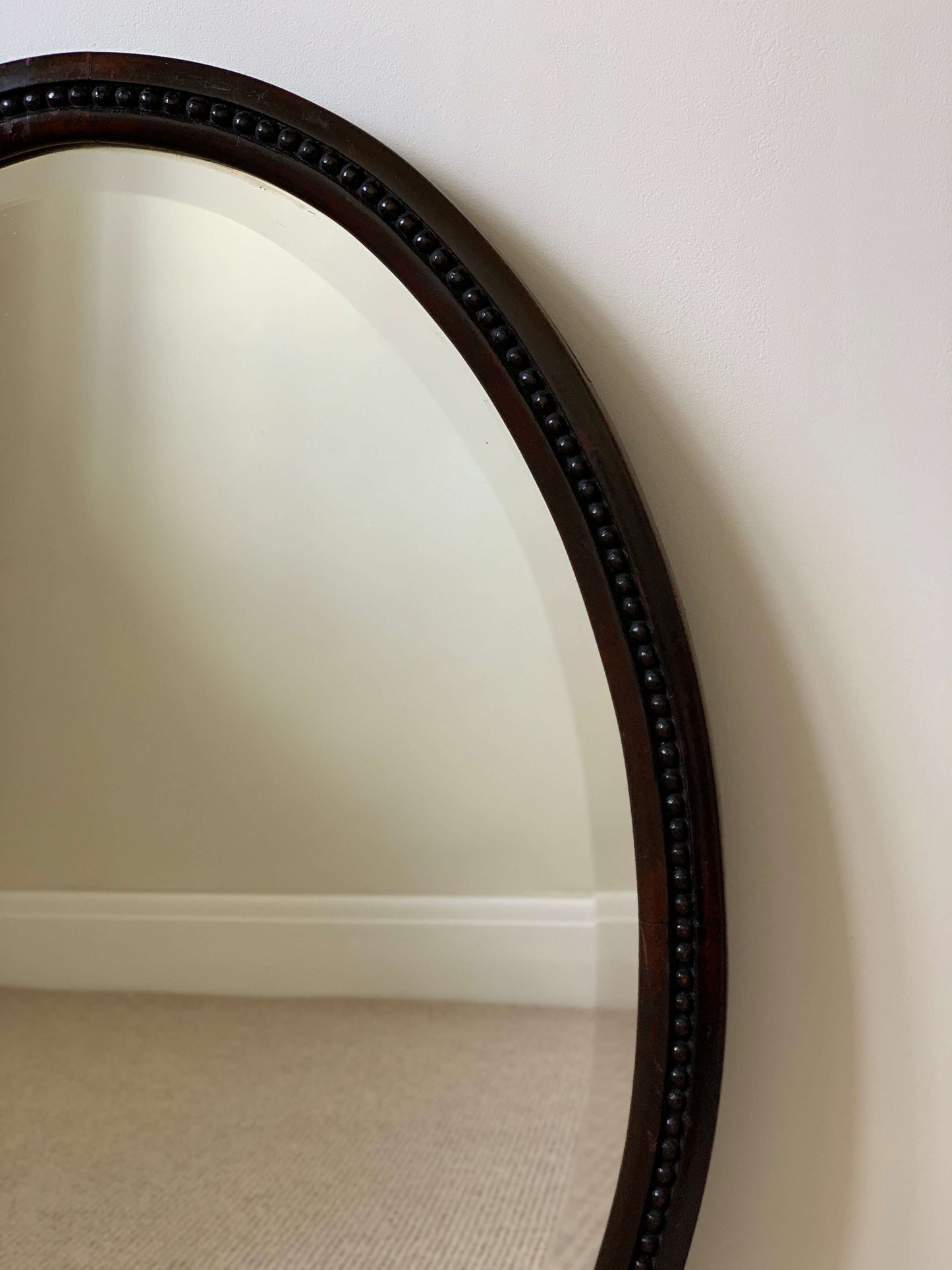 Antique Victorian bobbin detail oval bevelled mirror