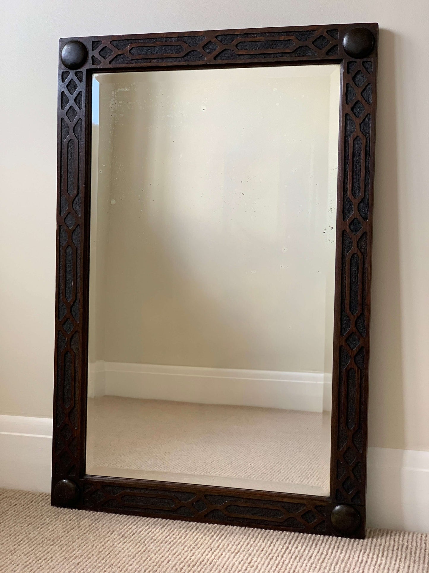 Victorian rectangular hand-carved mirror