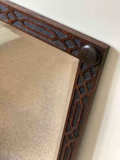 Victorian rectangular hand-carved mirror