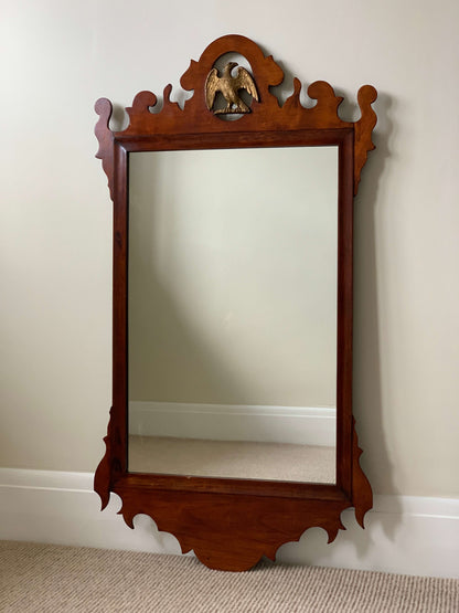 Victorian fretwork wall mirror with gilt bird