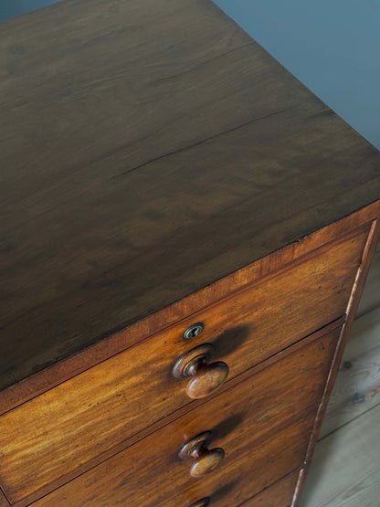 Victorian satin birch chest of drawers on bun feet