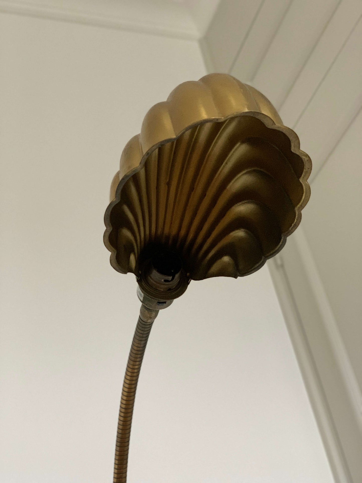 Vintage brass shell floor lamp by Christopher Wray