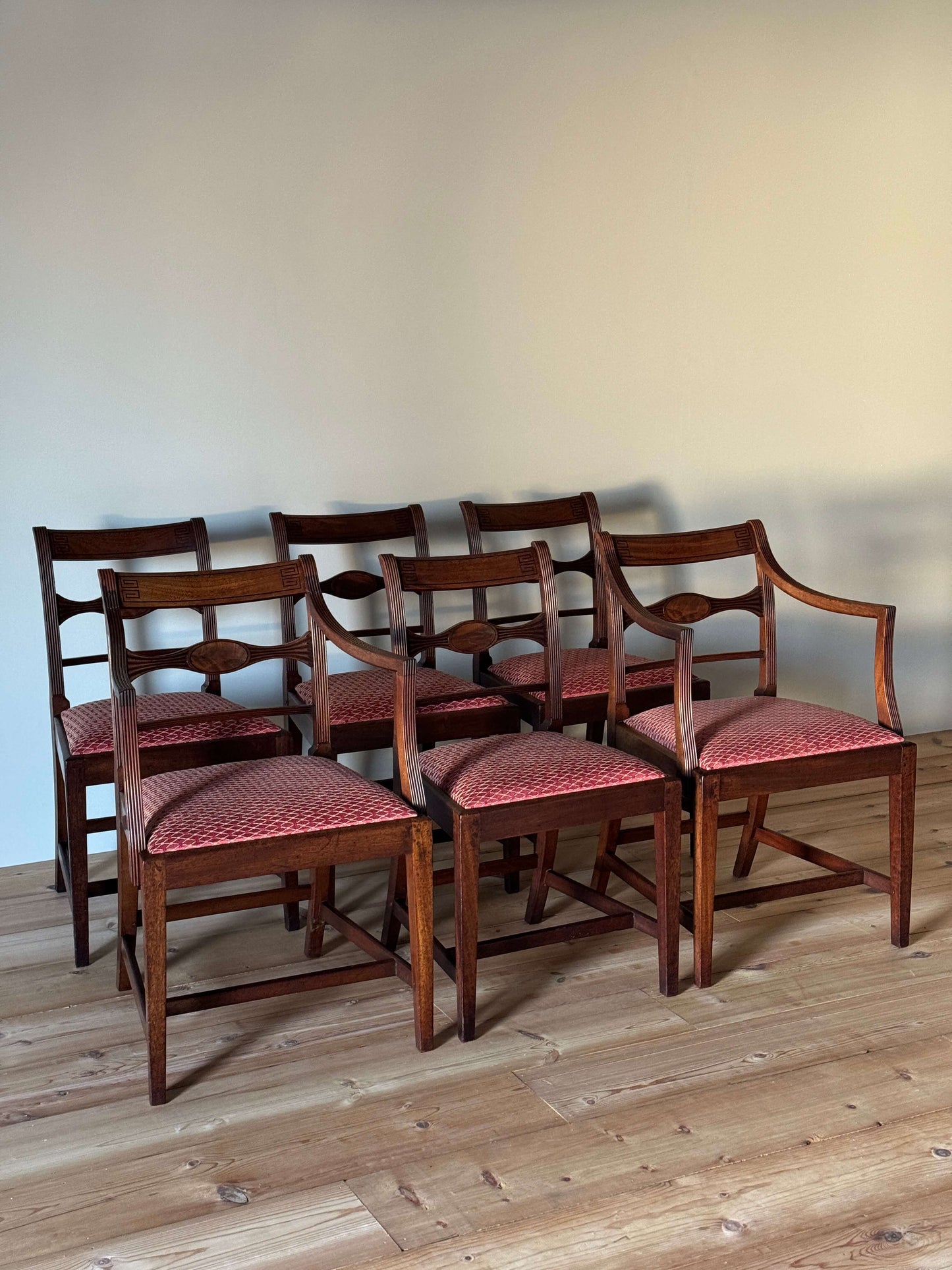 Set of six early Victorian mahogany reeded dining chairs