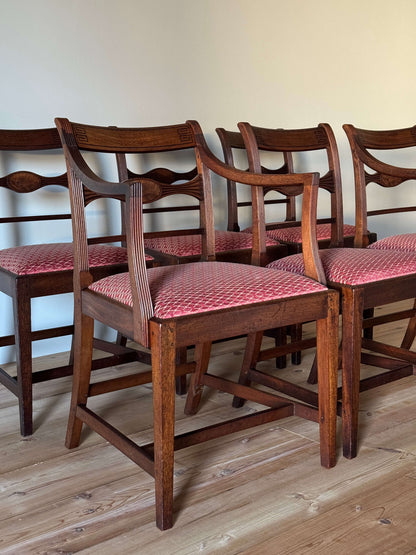 Set of six early Victorian mahogany reeded dining chairs