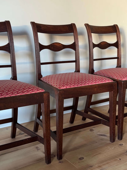 Set of six early Victorian mahogany reeded dining chairs