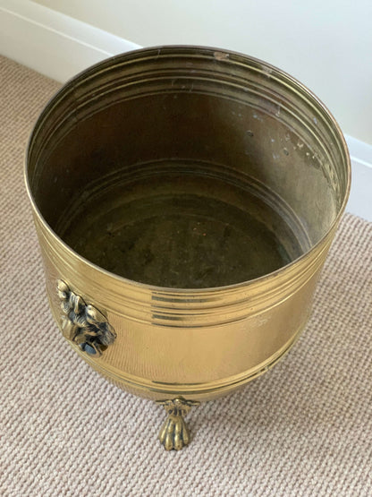 Vintage brass lion planter