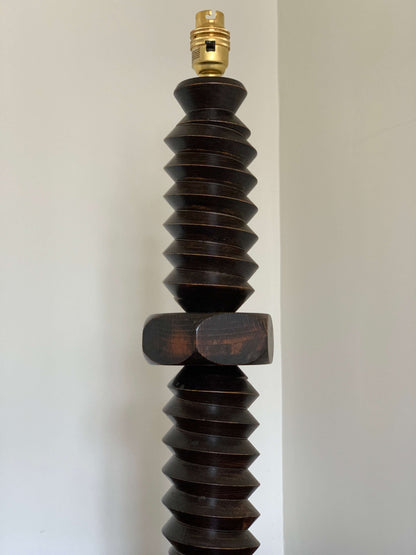 Large French antique cork screw table lamp