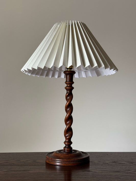 Vintage oak barley twist lamp
