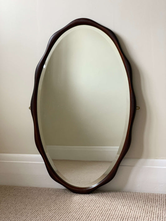 Antique mahogany scalloped mirror