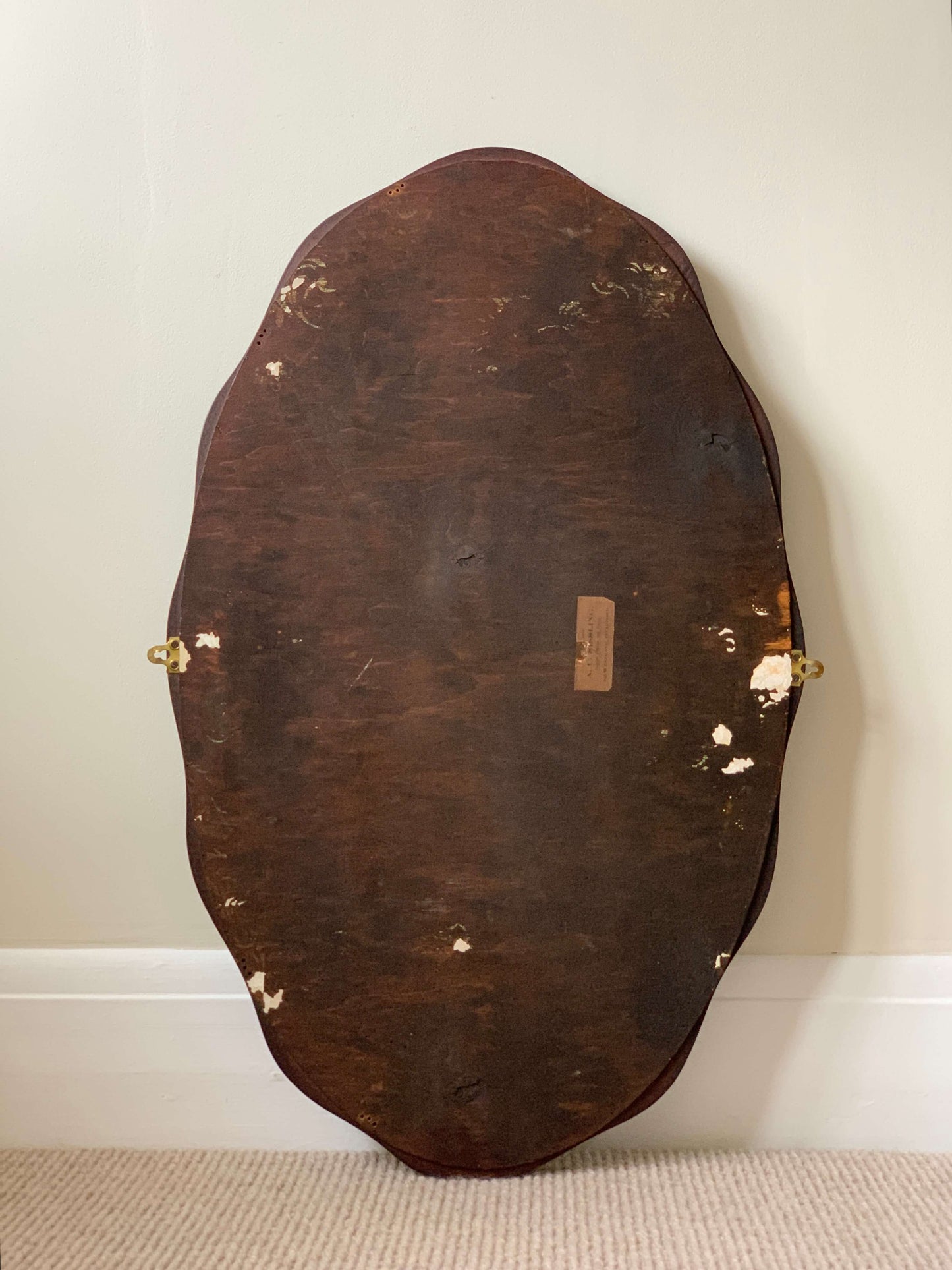 Antique mahogany scalloped mirror