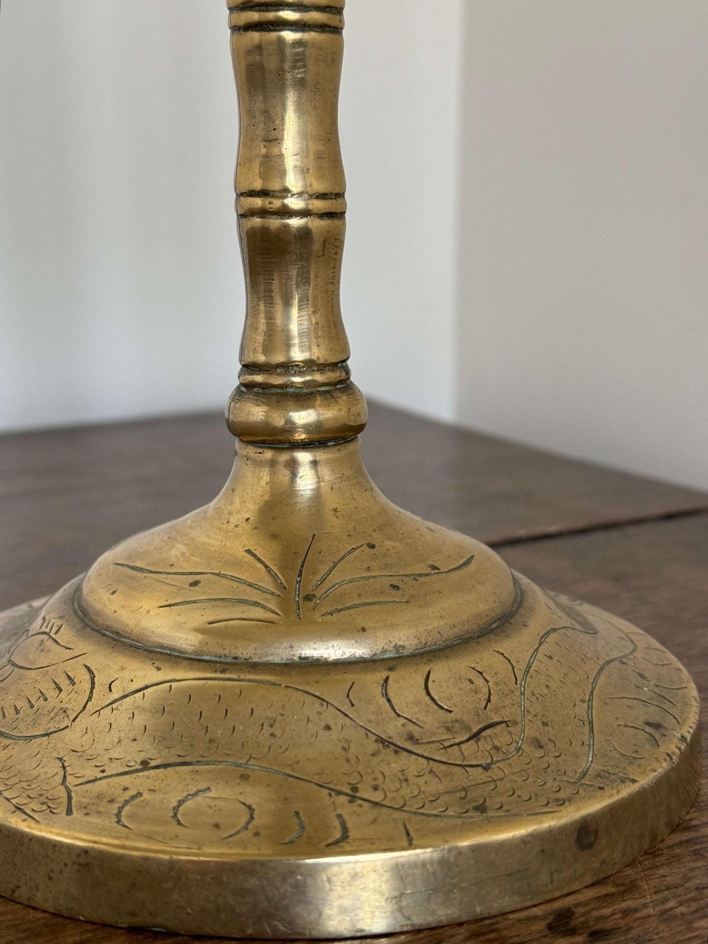 Vintage faux bamboo solid brass table lamp