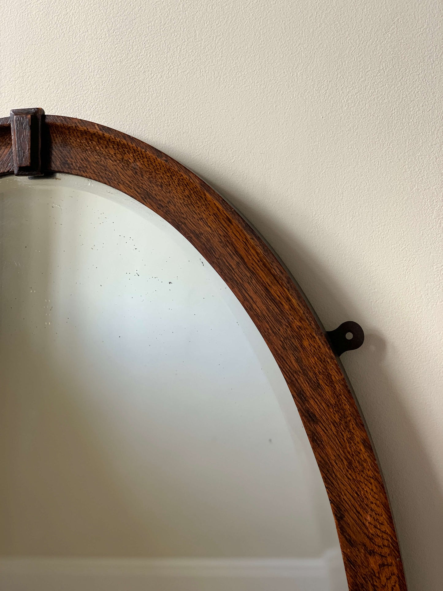 Edwardian antique oval bevelled mirror with detailed frame