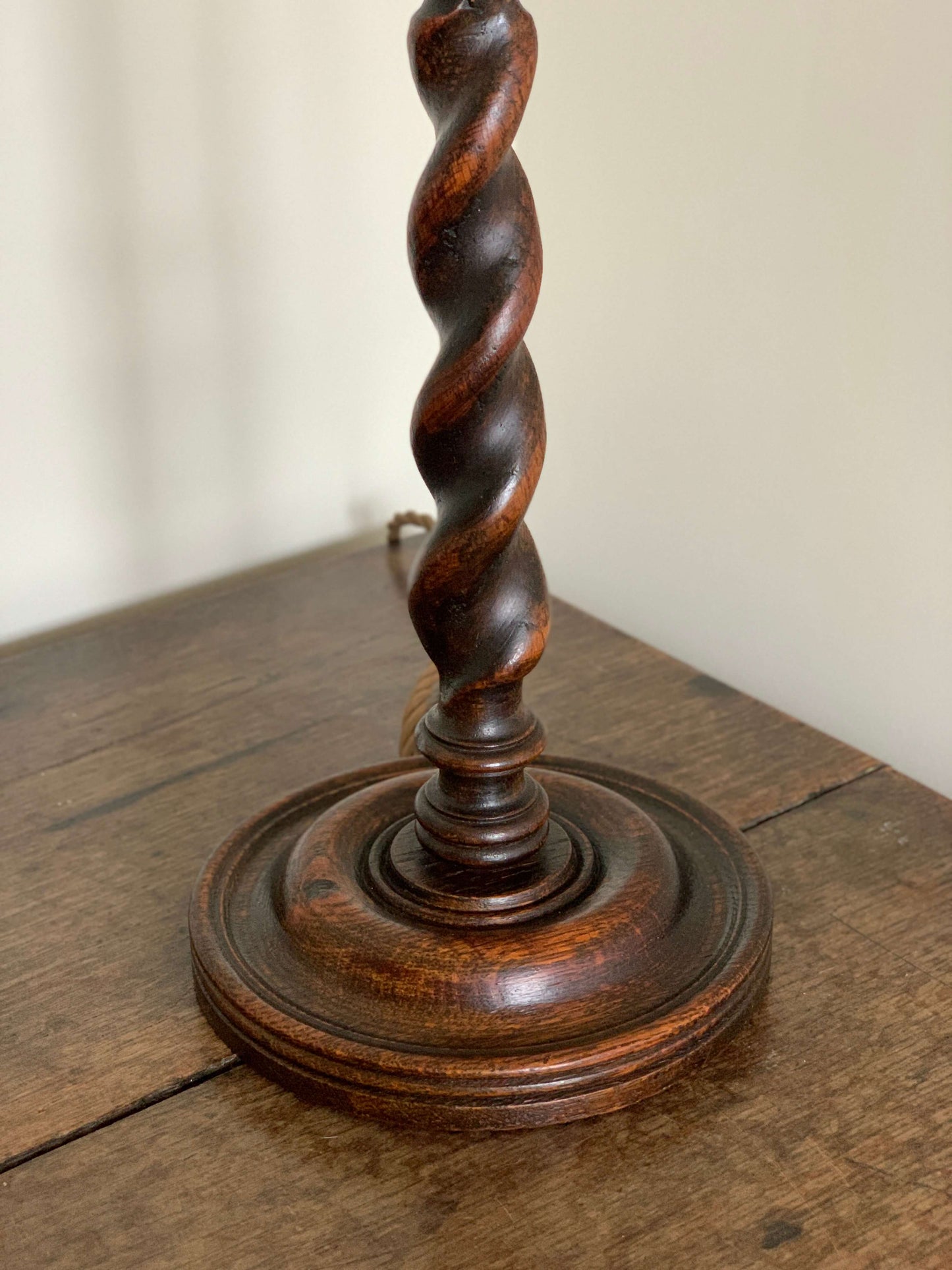 Edwardian antique barley twist table lamp