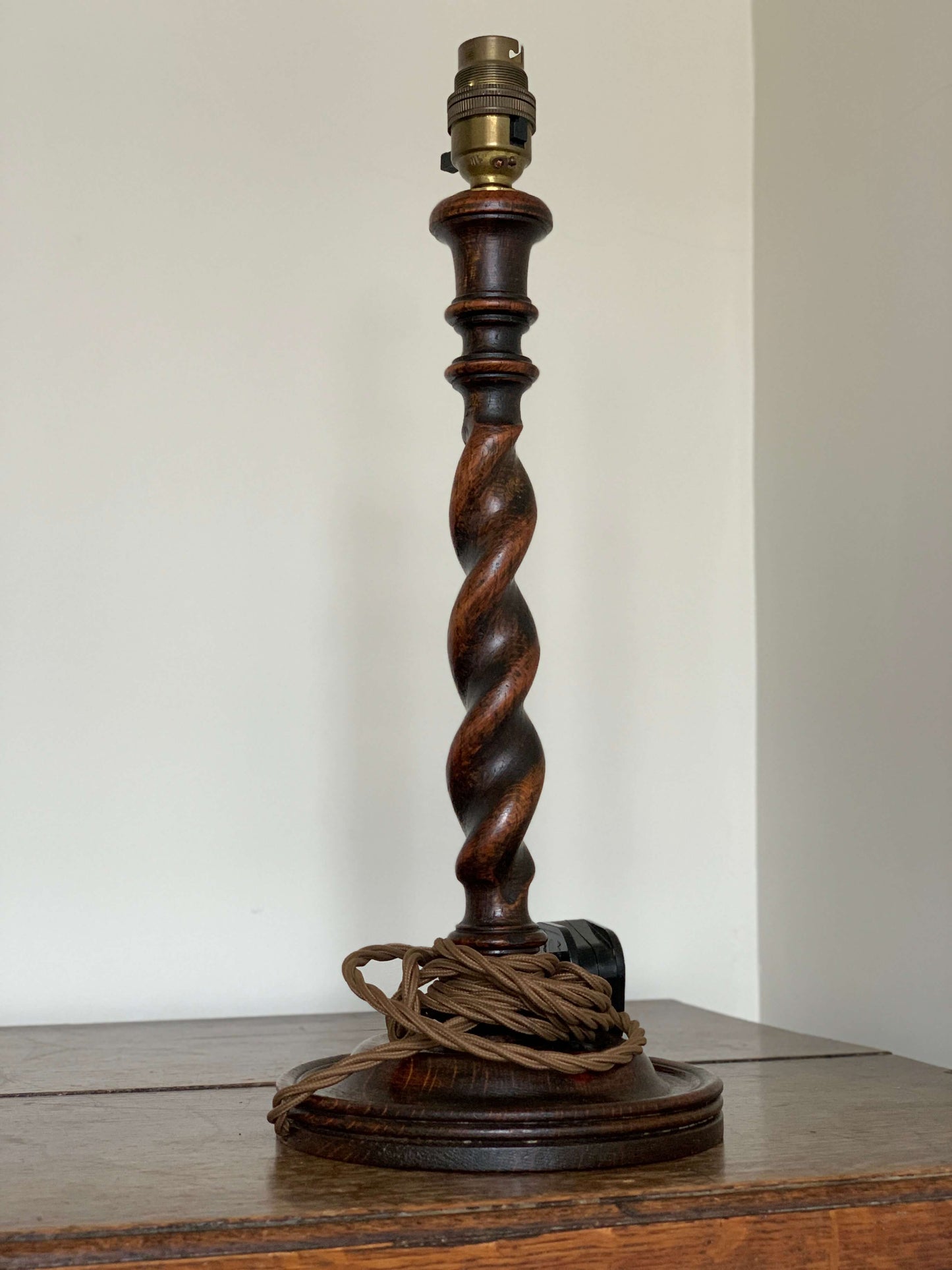 Edwardian antique barley twist table lamp