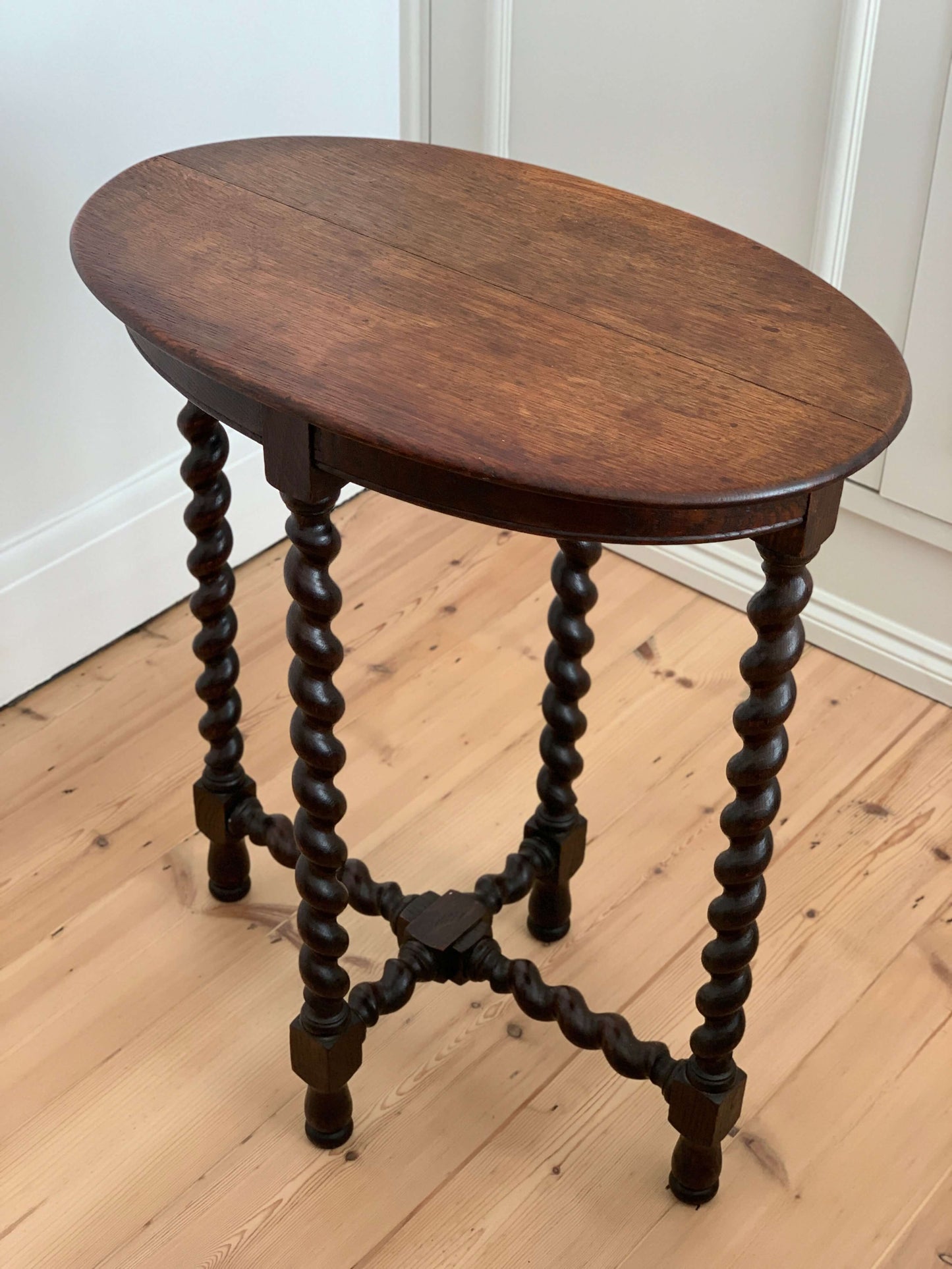 Antique barley twist oval side table