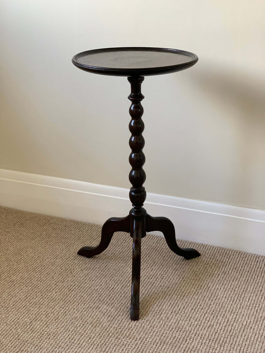 Antique bobbin wine table on splayed legs