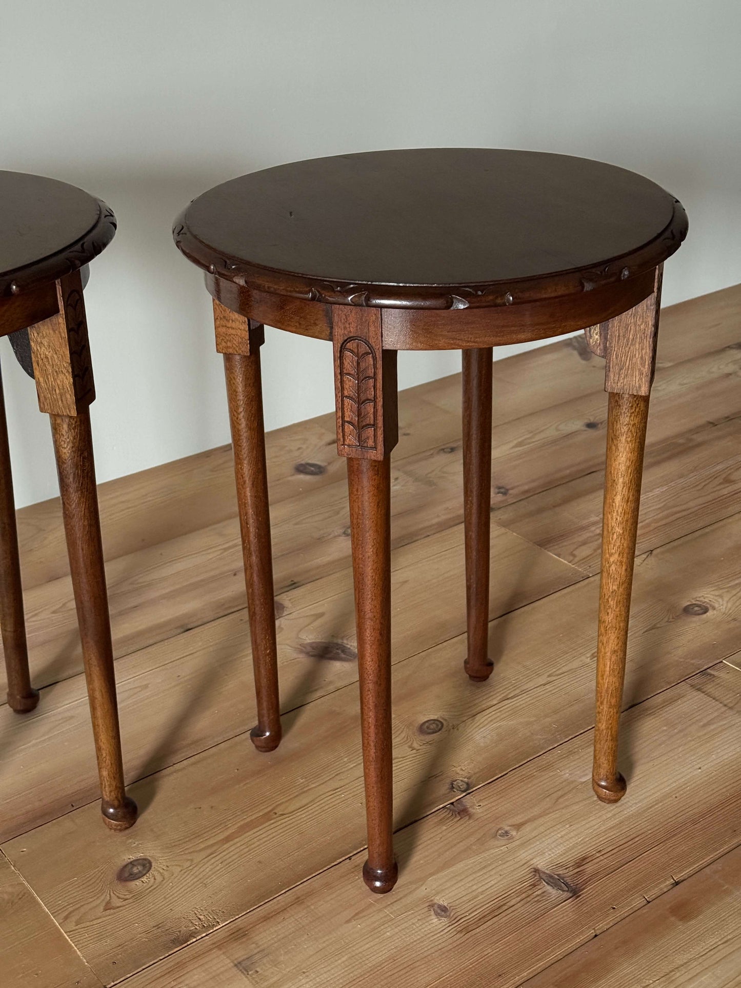 Pair of vintage circular tables