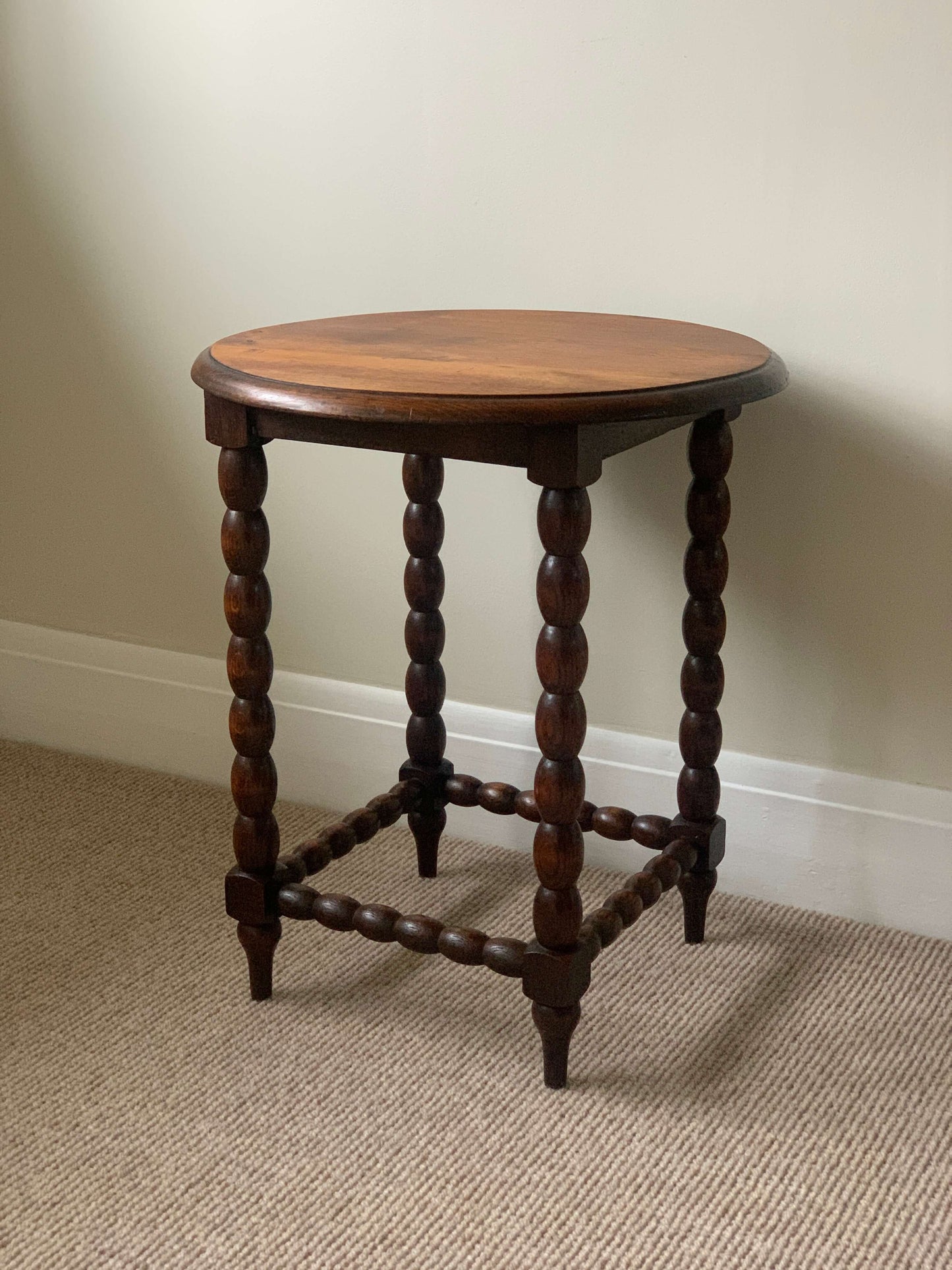 French antique circular bobbin table