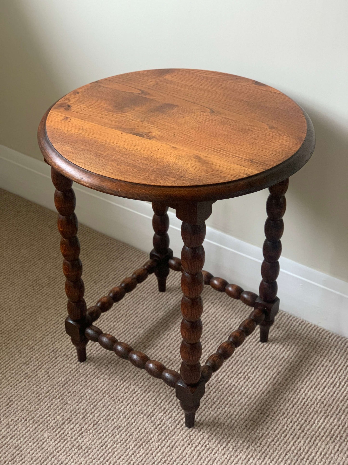 French antique circular bobbin table