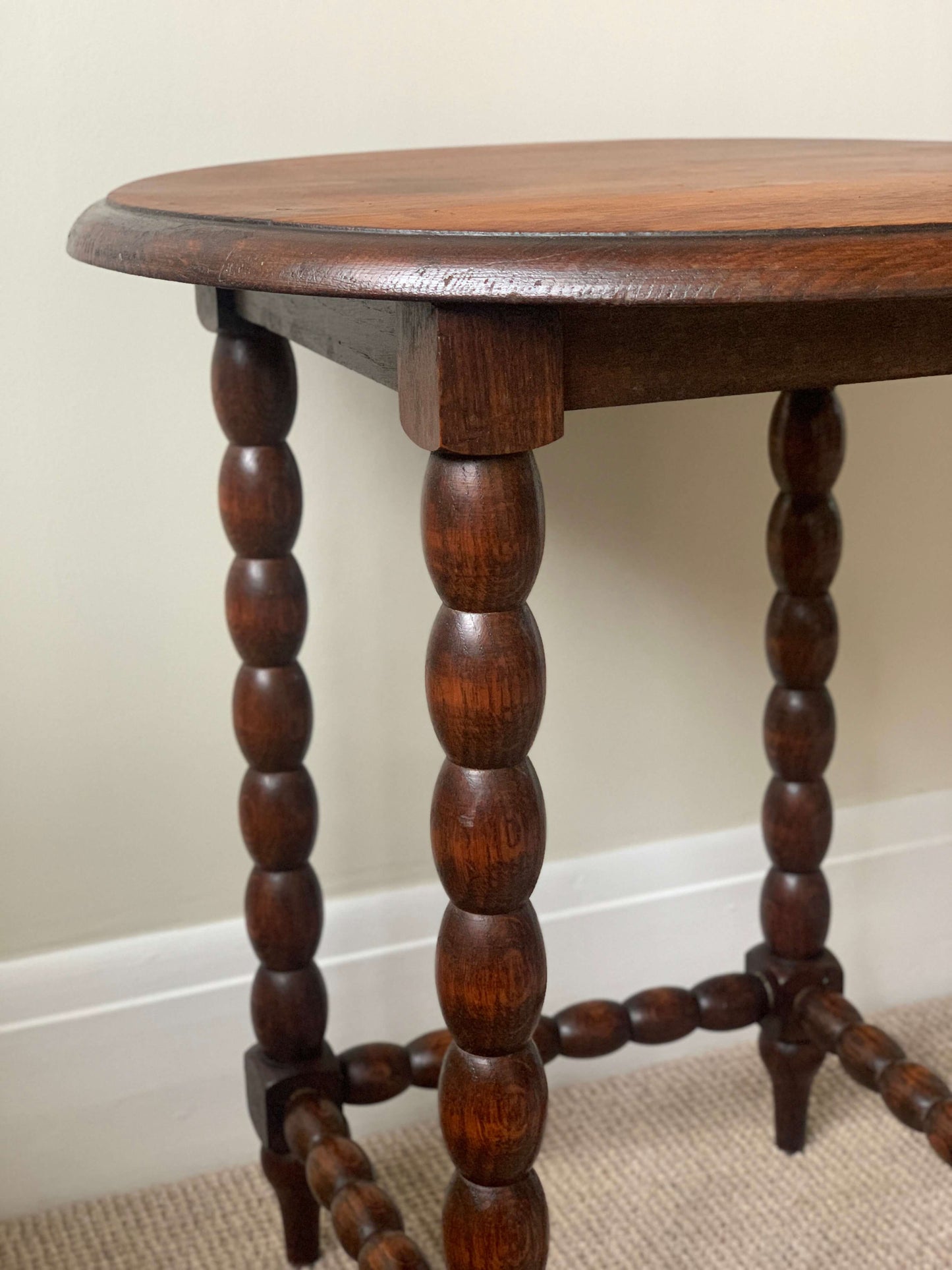 French antique circular bobbin table